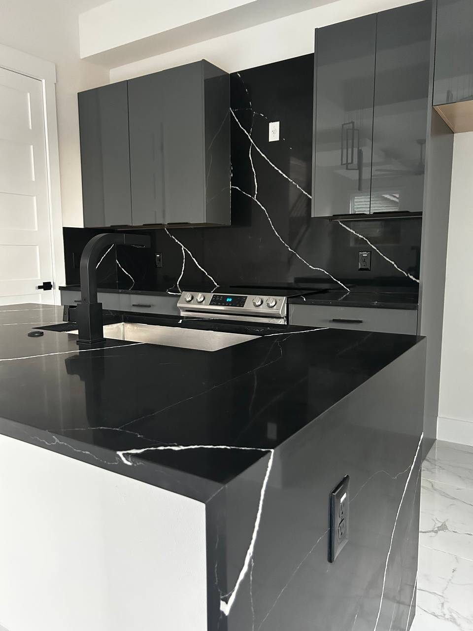 Black marble countertop detail