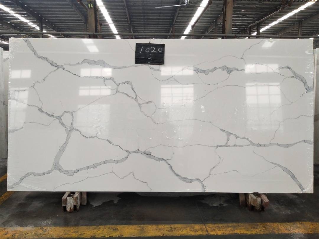 Marble slab with grey veining